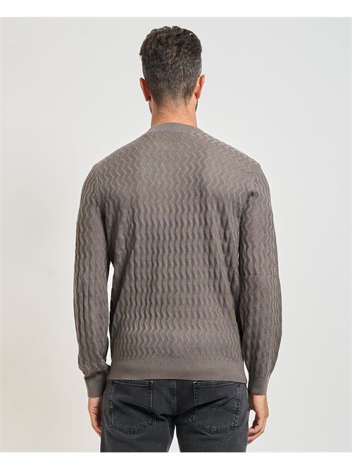 Men's Armani Exchange crew neck sweater with wavy texture ARMANI EXCHANGE | XM001560-AF11982F8034